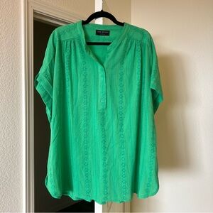 Lane Bryant Eyelet Short Sleeve Popover